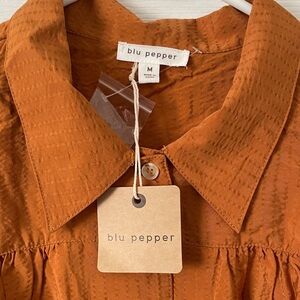 Blu Pepper Rusty Orange Button-Up Blouse